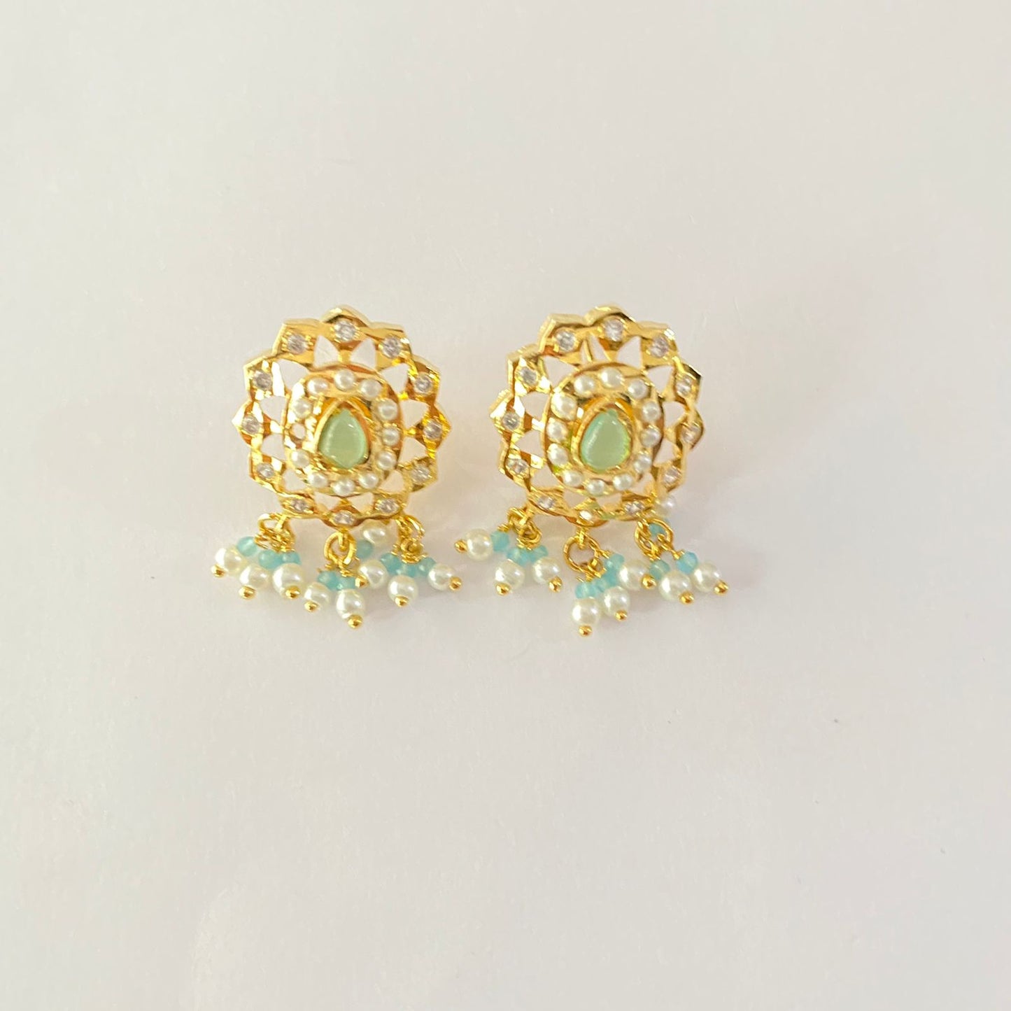 Jadau Stud With Pearl Hanging Earring