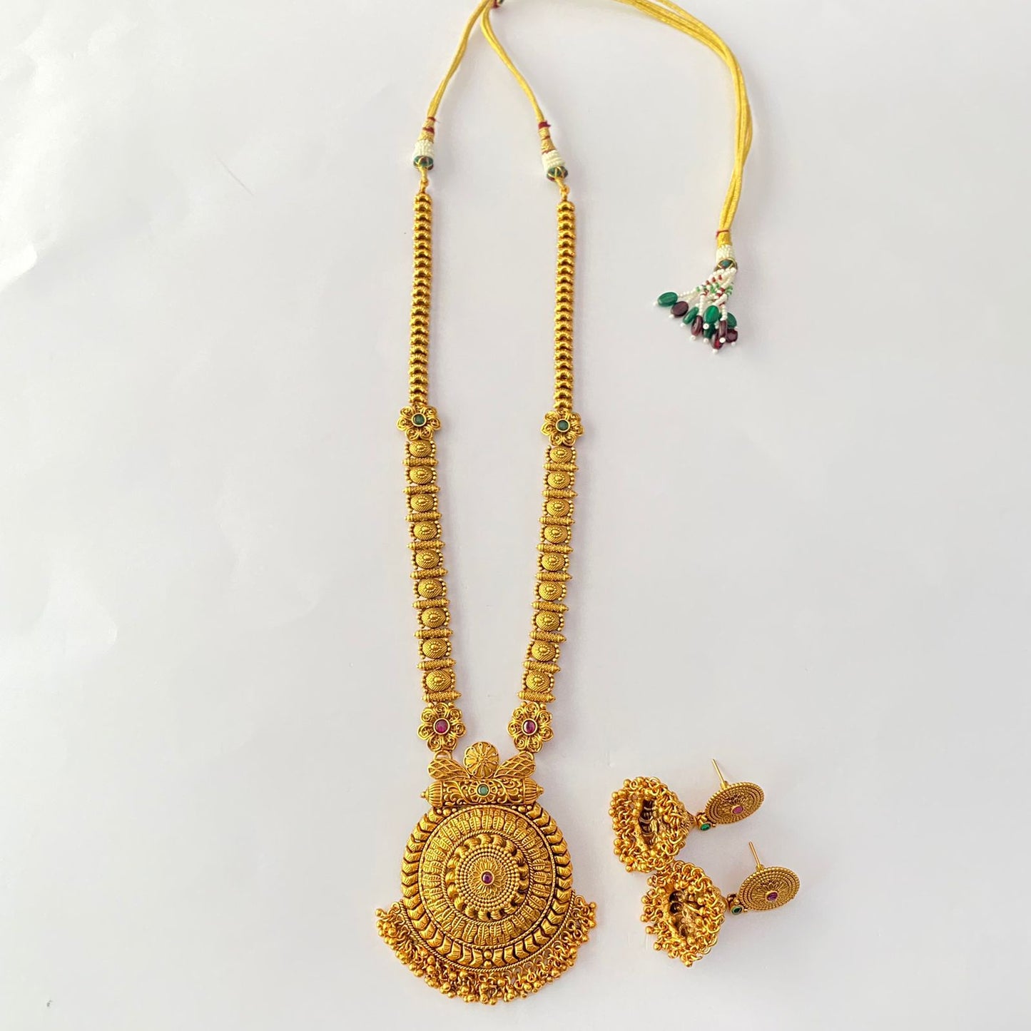 Long Temple Gold Plated Necklace Set