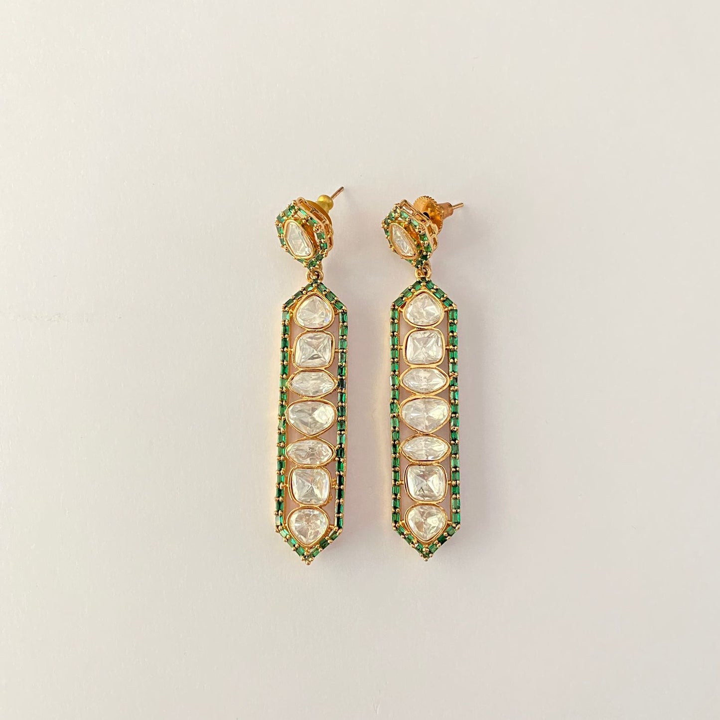 Polki Green Stone Dangler Earring