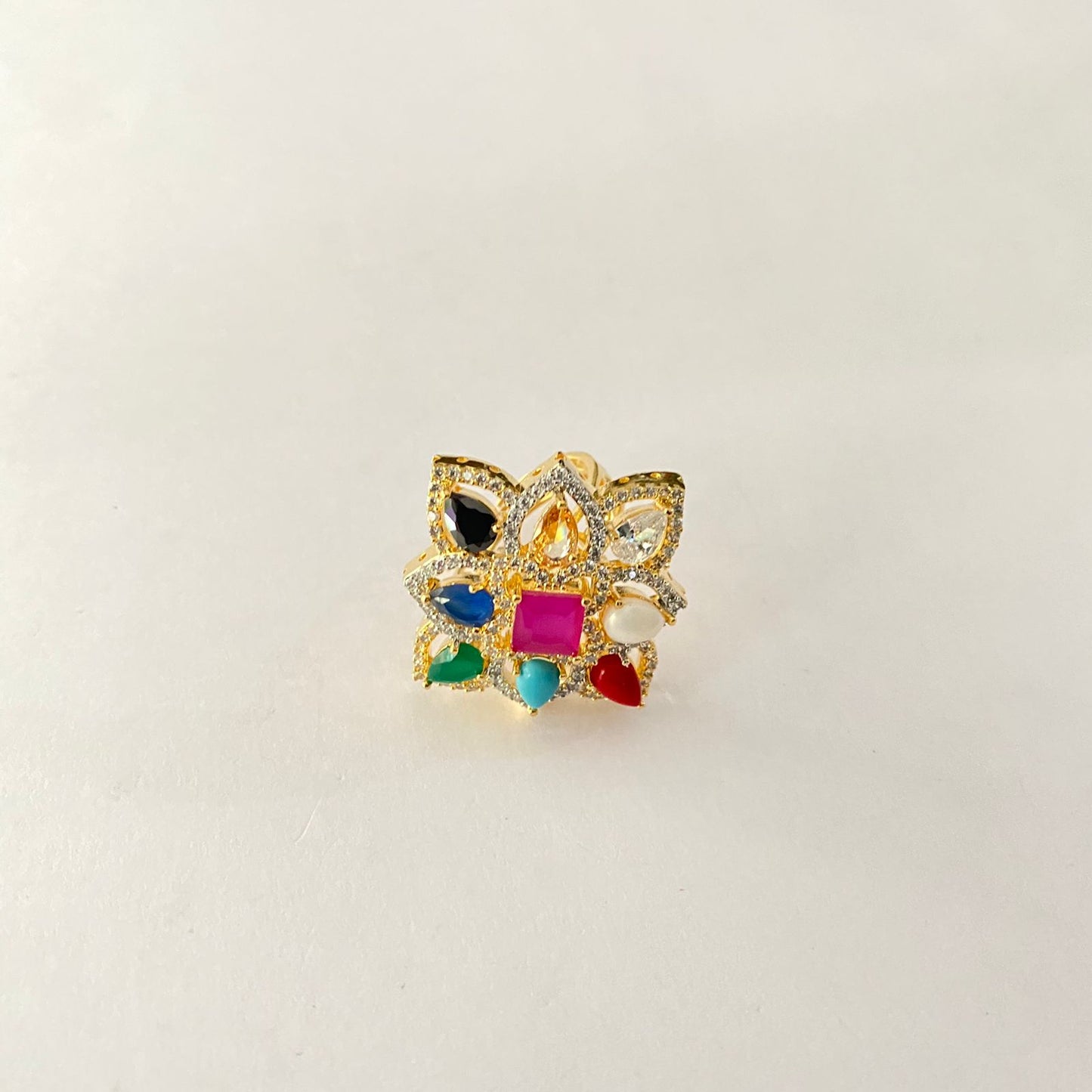 Gold Plated Navratna Ring