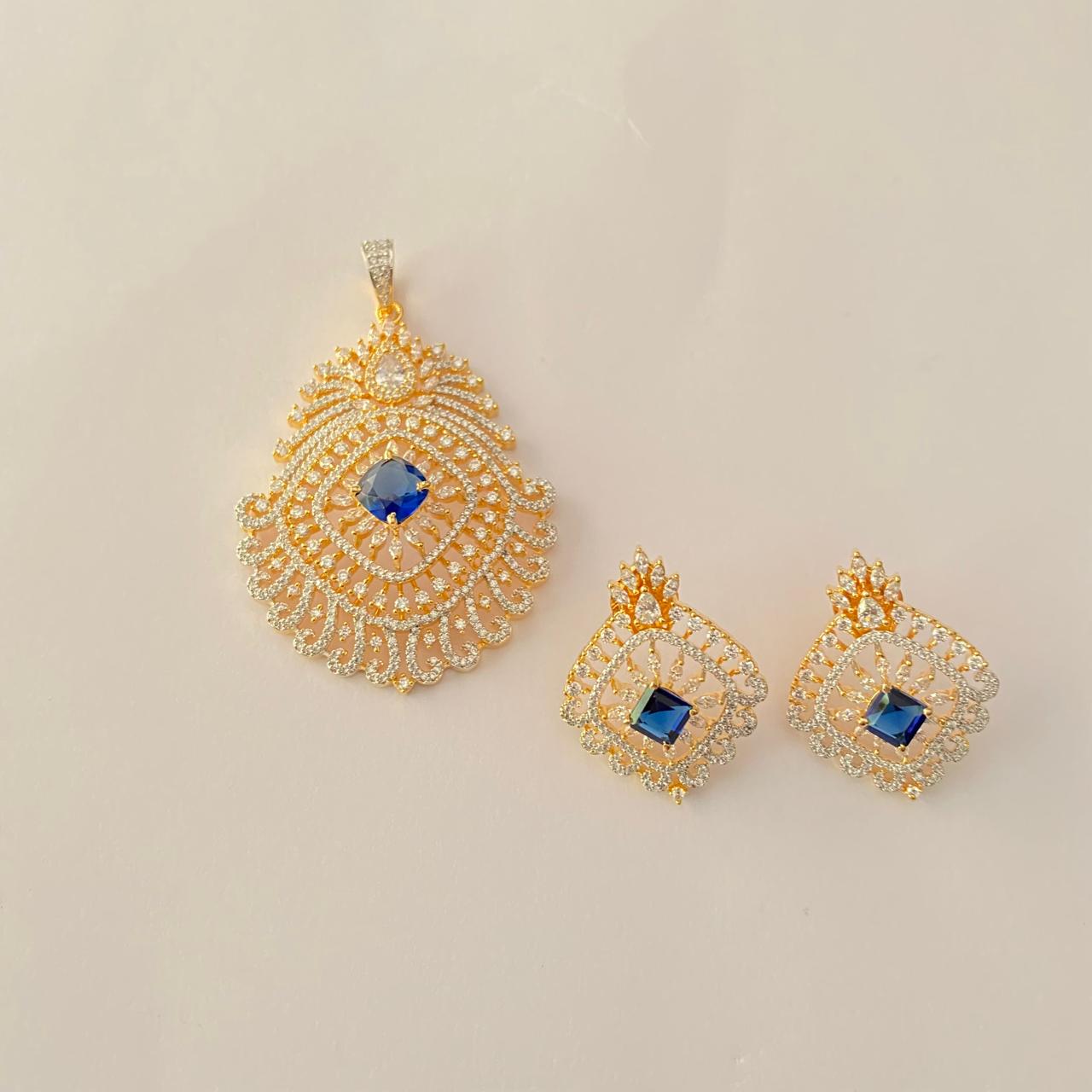 Blue Diamond Classic Big Pendant set