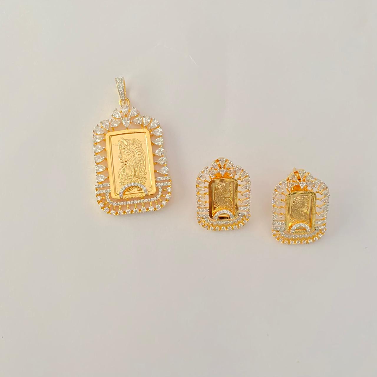 Diamond Gini Gold Plated Classic Pendant set