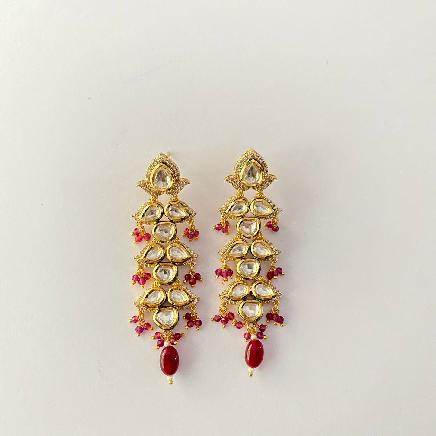 Gold Plated Ruby Kundan Earring