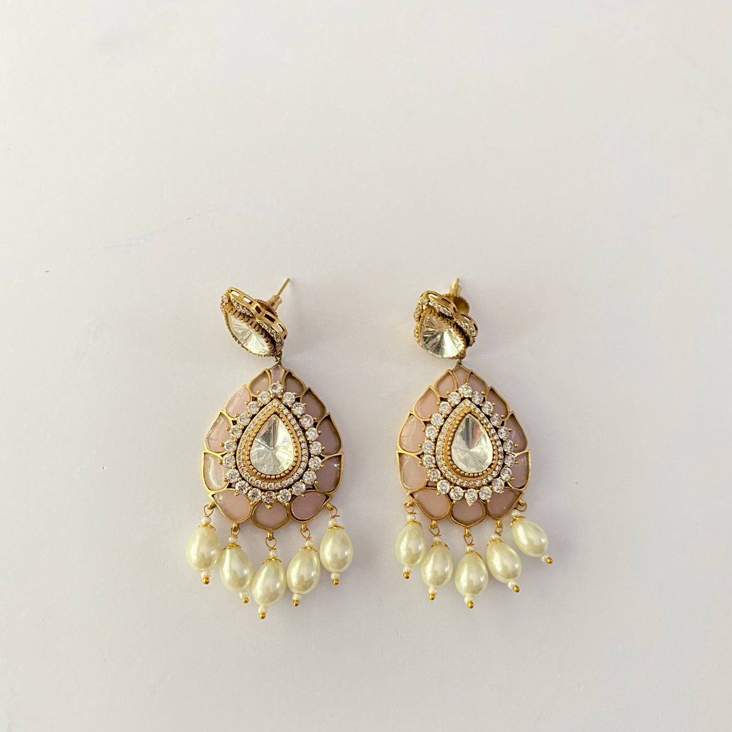 Drop Pearl Polki Earring