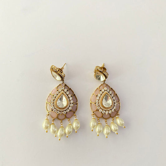 Drop Pearl Polki Earring