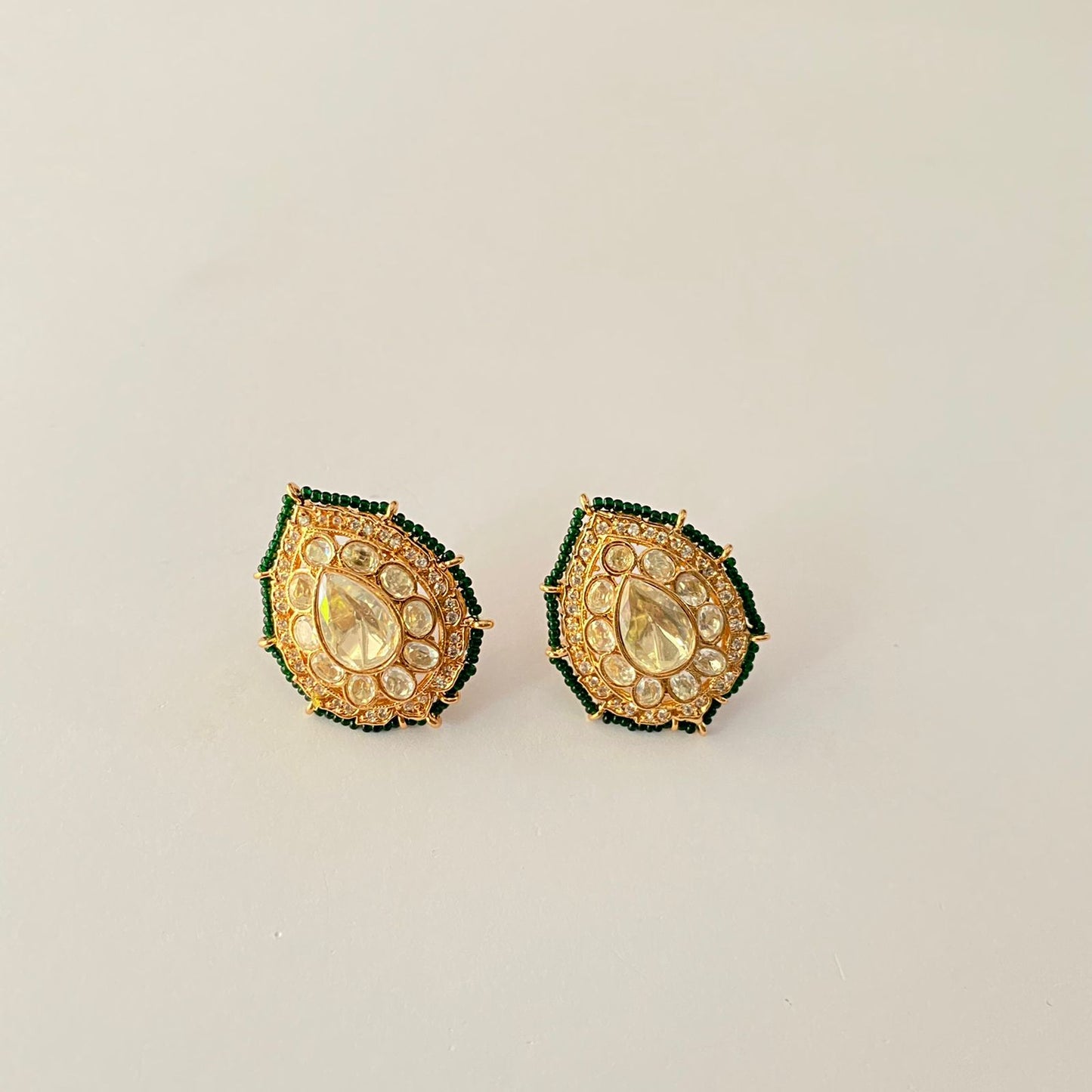 Gold Plated Moissanite Green Stud