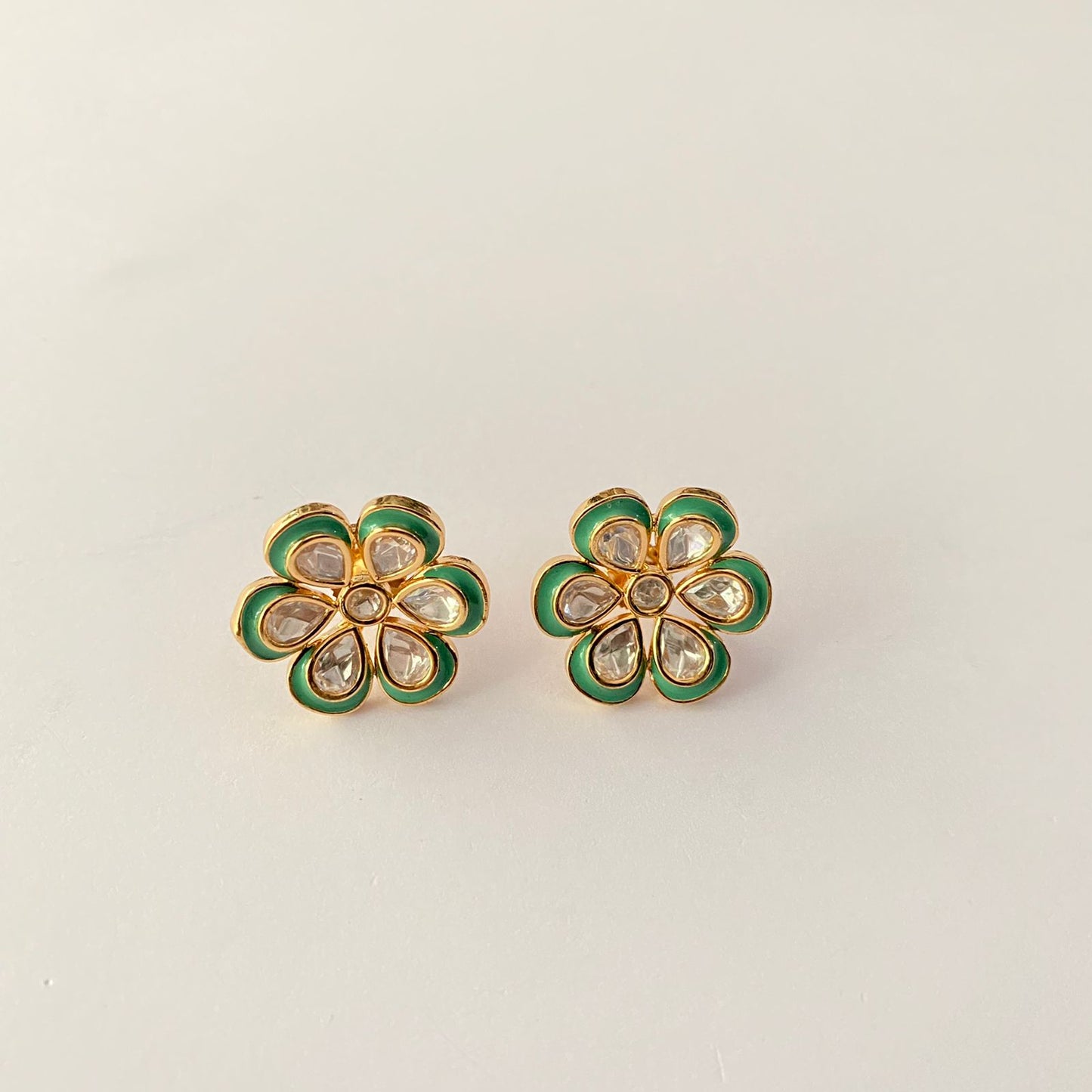 Kundan Gold Plated Flower Stud