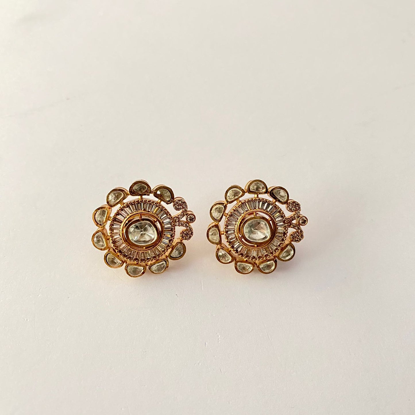 Kundan Polki Stud Gold Plated