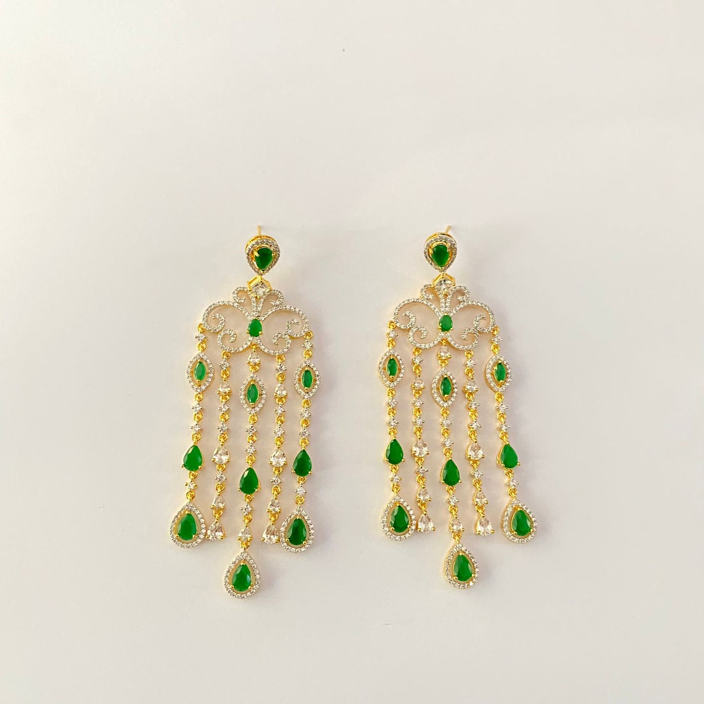Gold Plated Green Diamond Earring