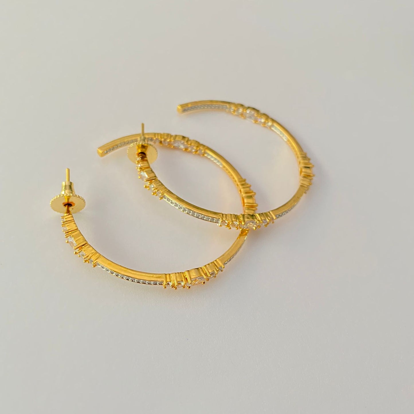 Stylish Gold plated A.D Half Hoop Big earring