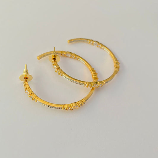 Stylish Gold plated A.D Half Hoop Big earring
