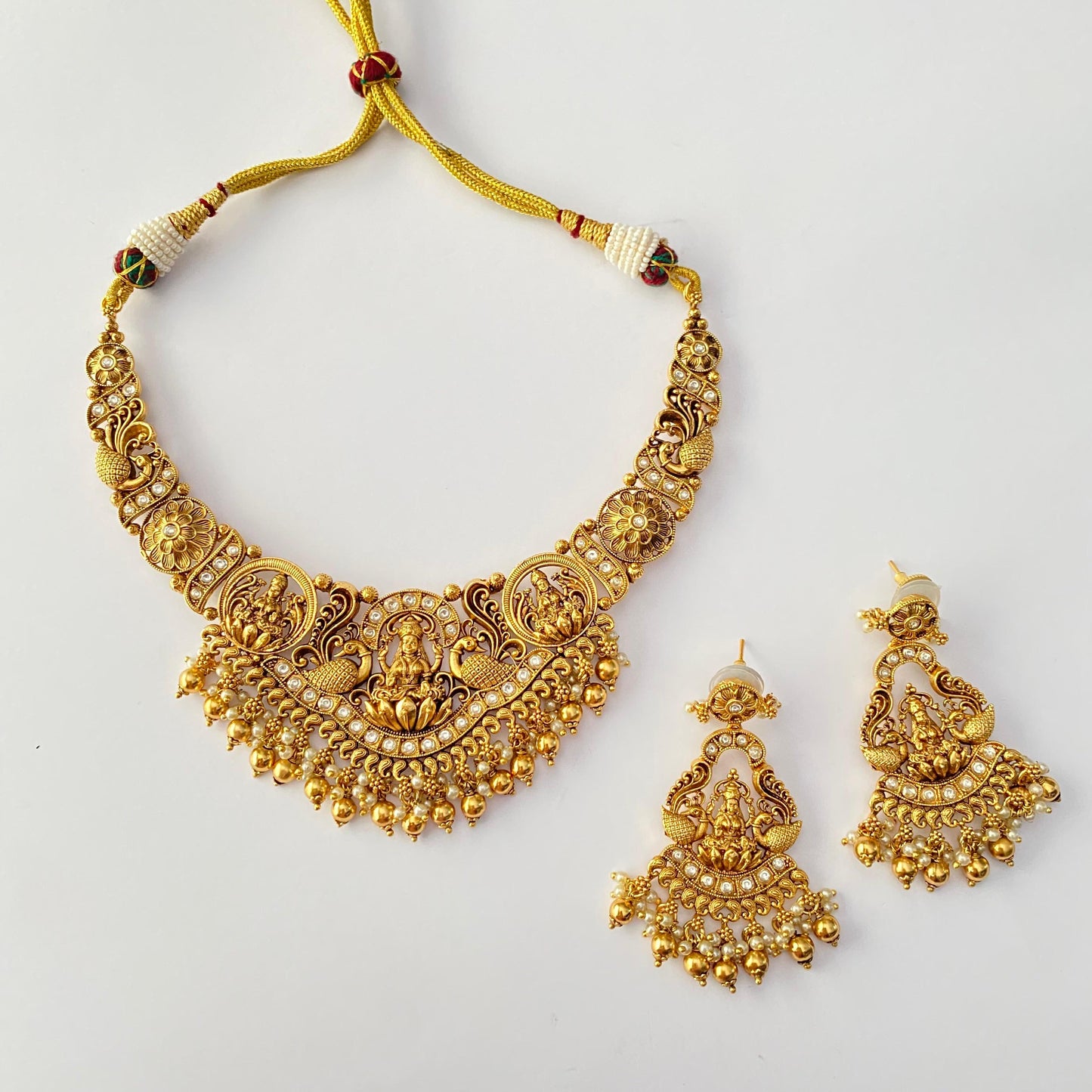 Laxmi Gold Plated Temple Necklace set