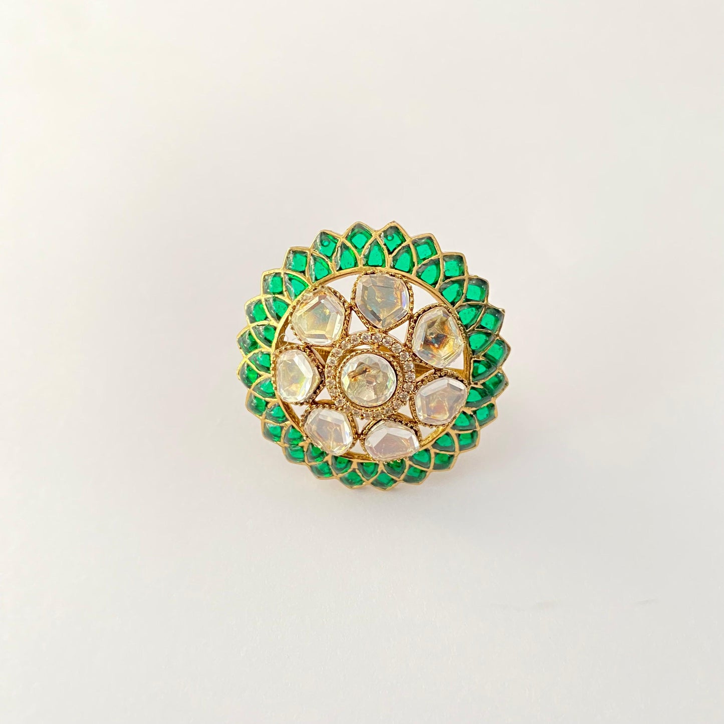 Ethnic Kundan Polki Big Adjustable Ring