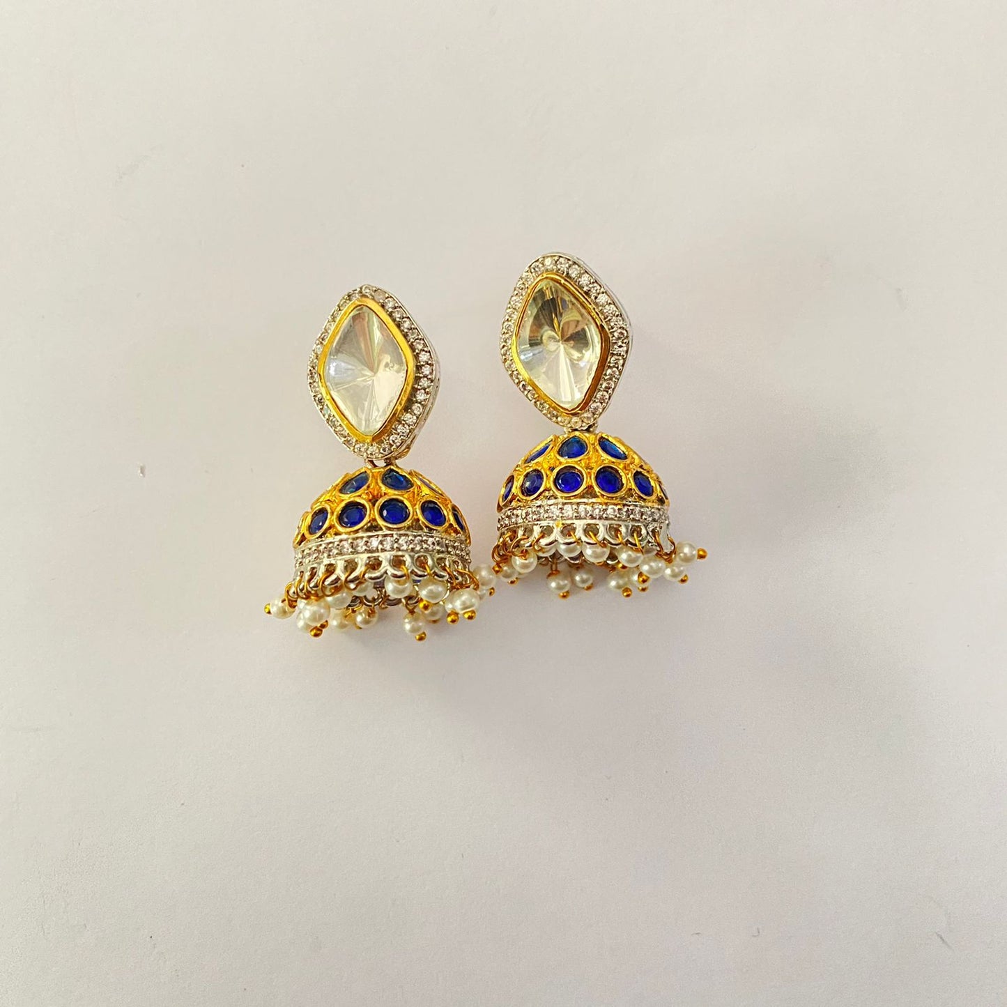 polki small pearl drop jhumka earring
