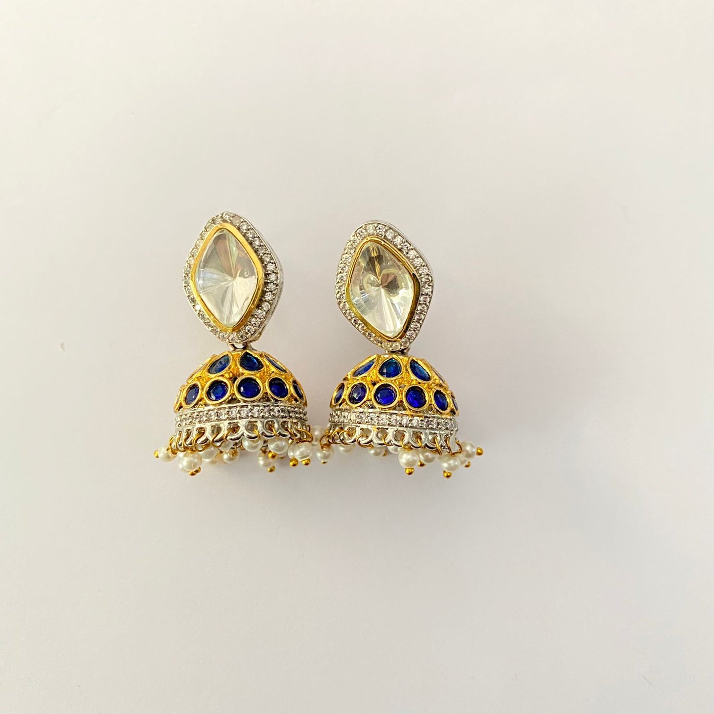 polki small pearl drop jhumka earring