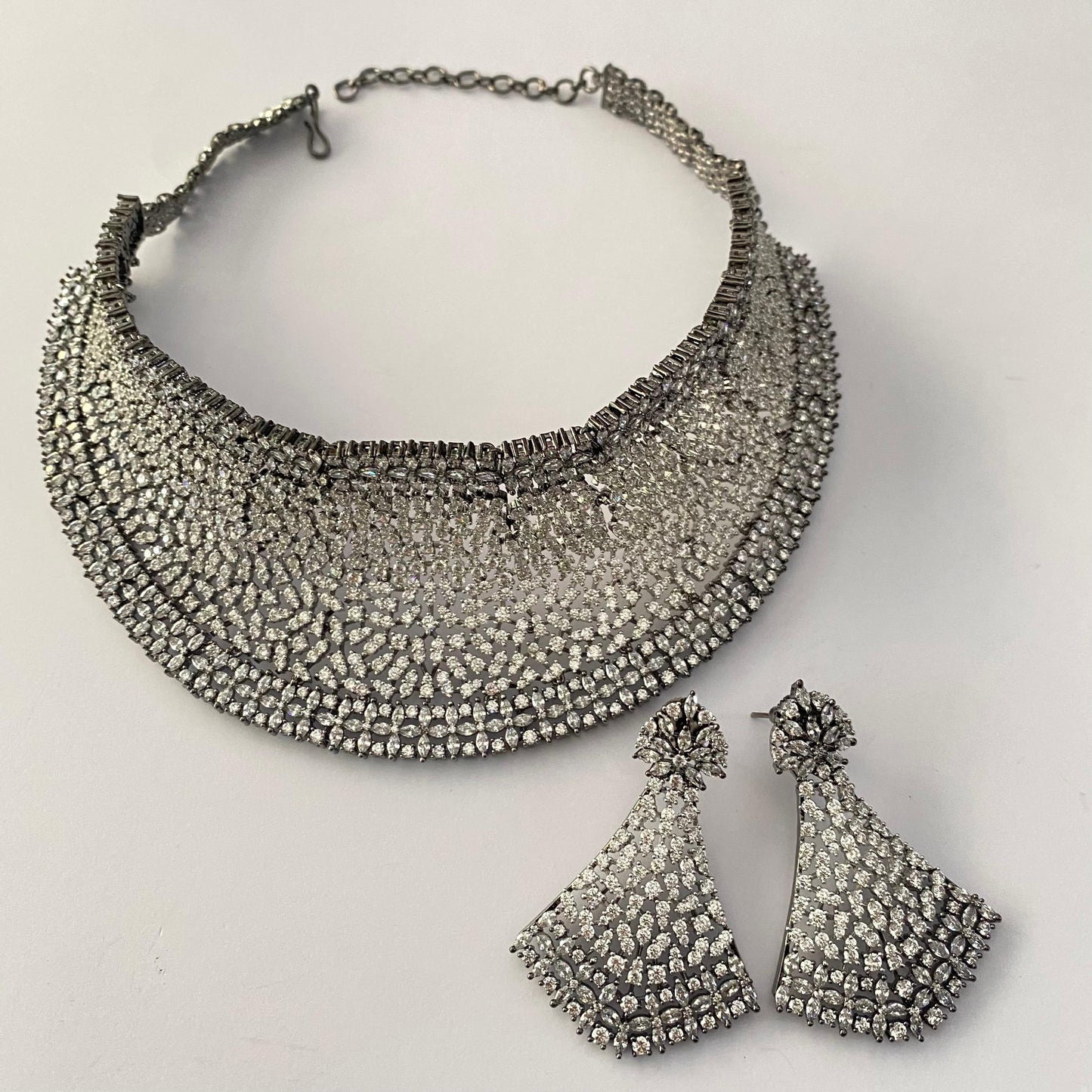 victorian ad stone big chokar necklace set