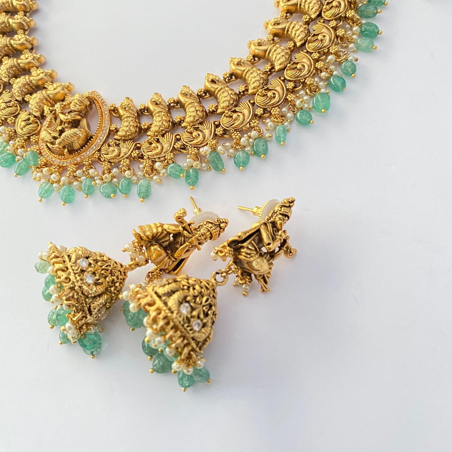Krishna Gold Plated Temple Necklace set
