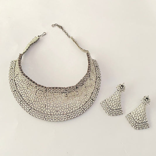 victorian ad stone big chokar necklace set
