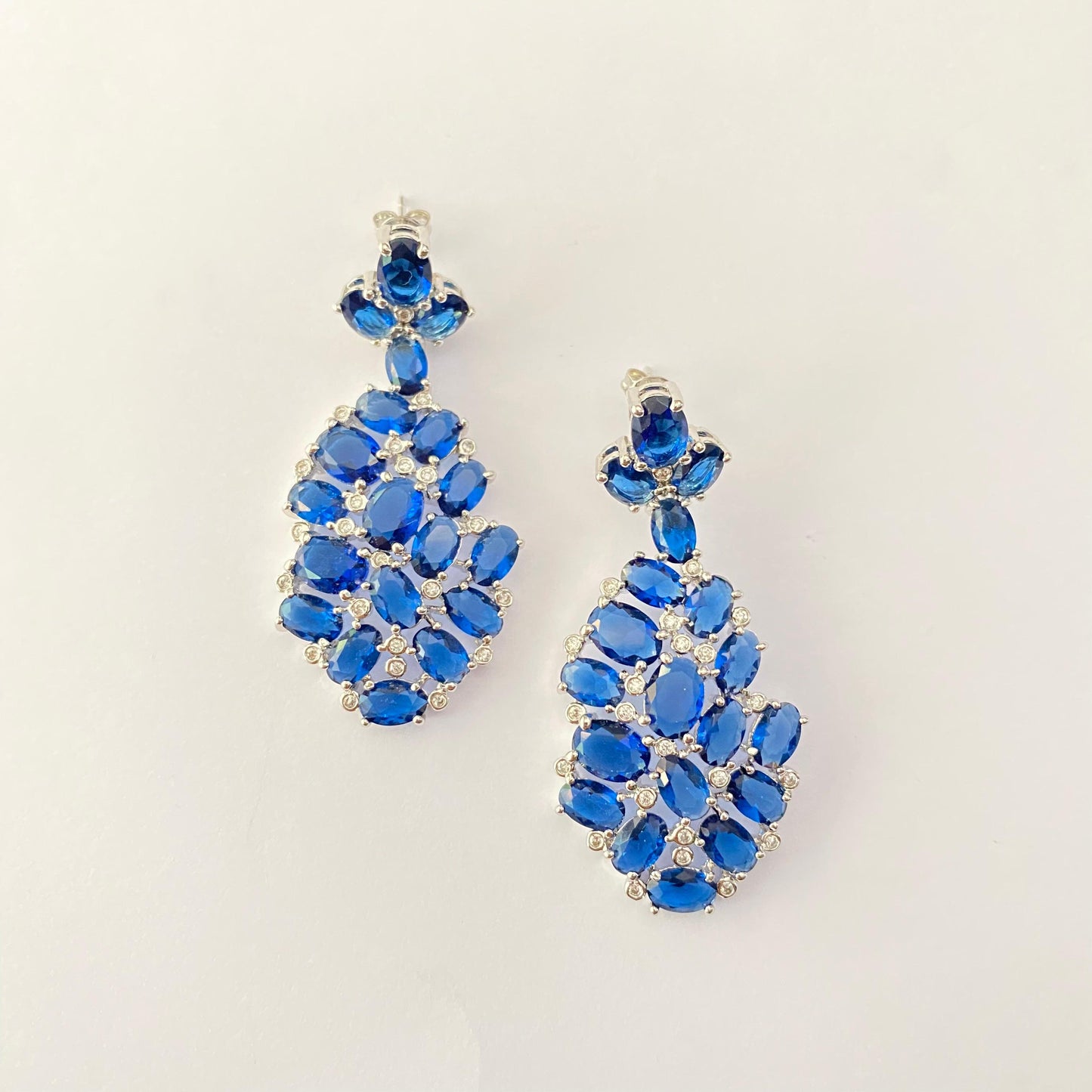 Blue Diamond Silver Plated Classic Earring