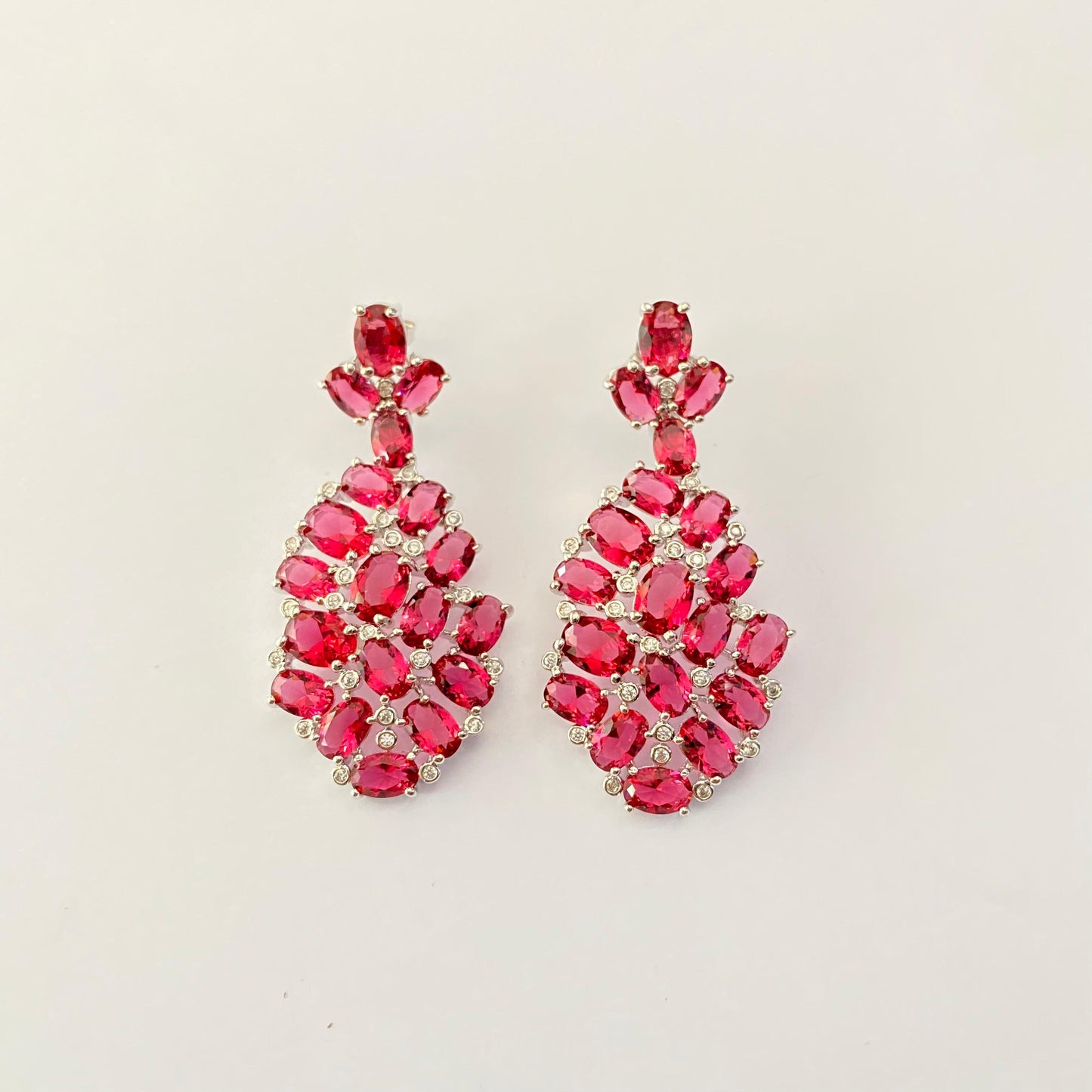 Ruby Diamond Silver Plated Classic Earring