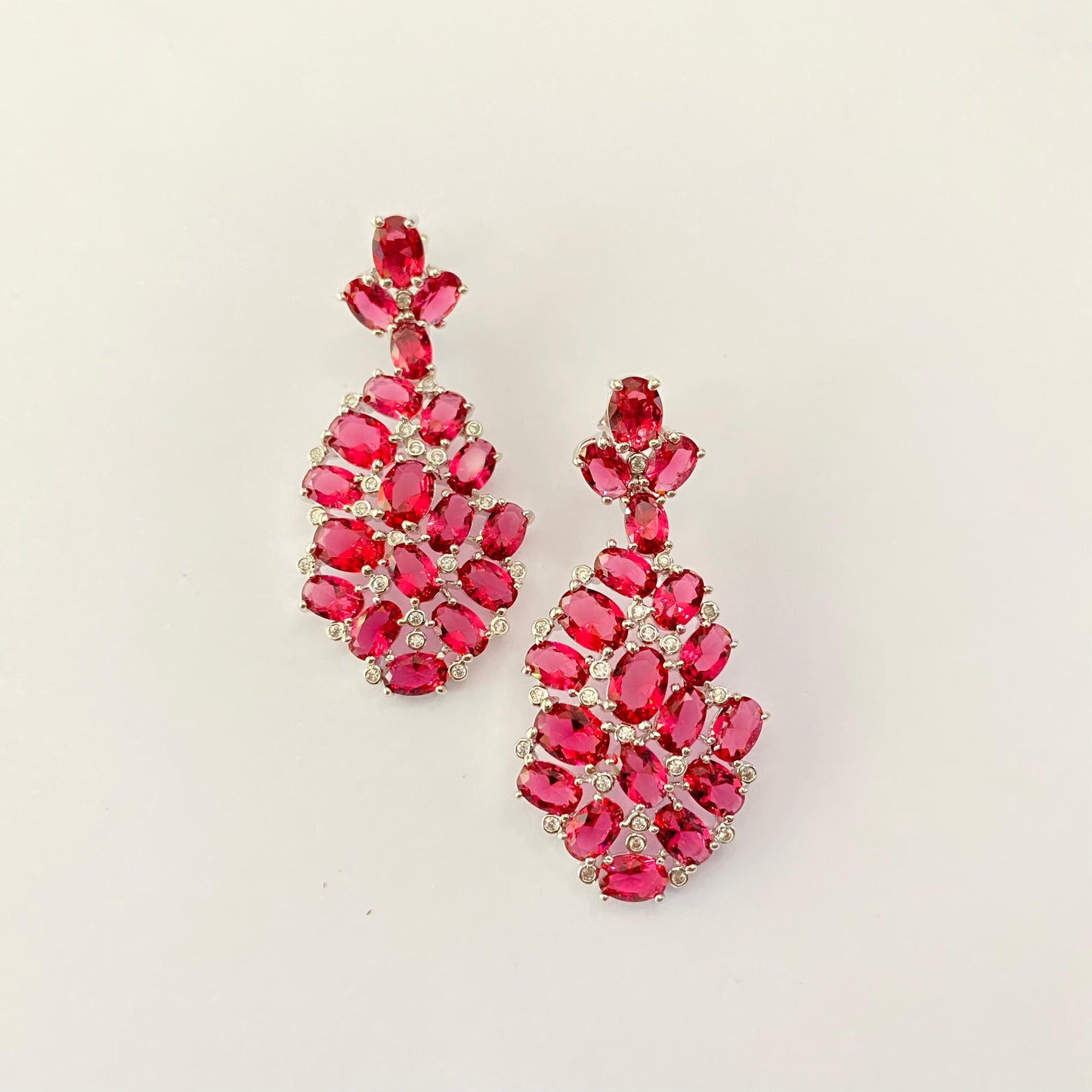 Ruby Diamond Silver Plated Classic Earring