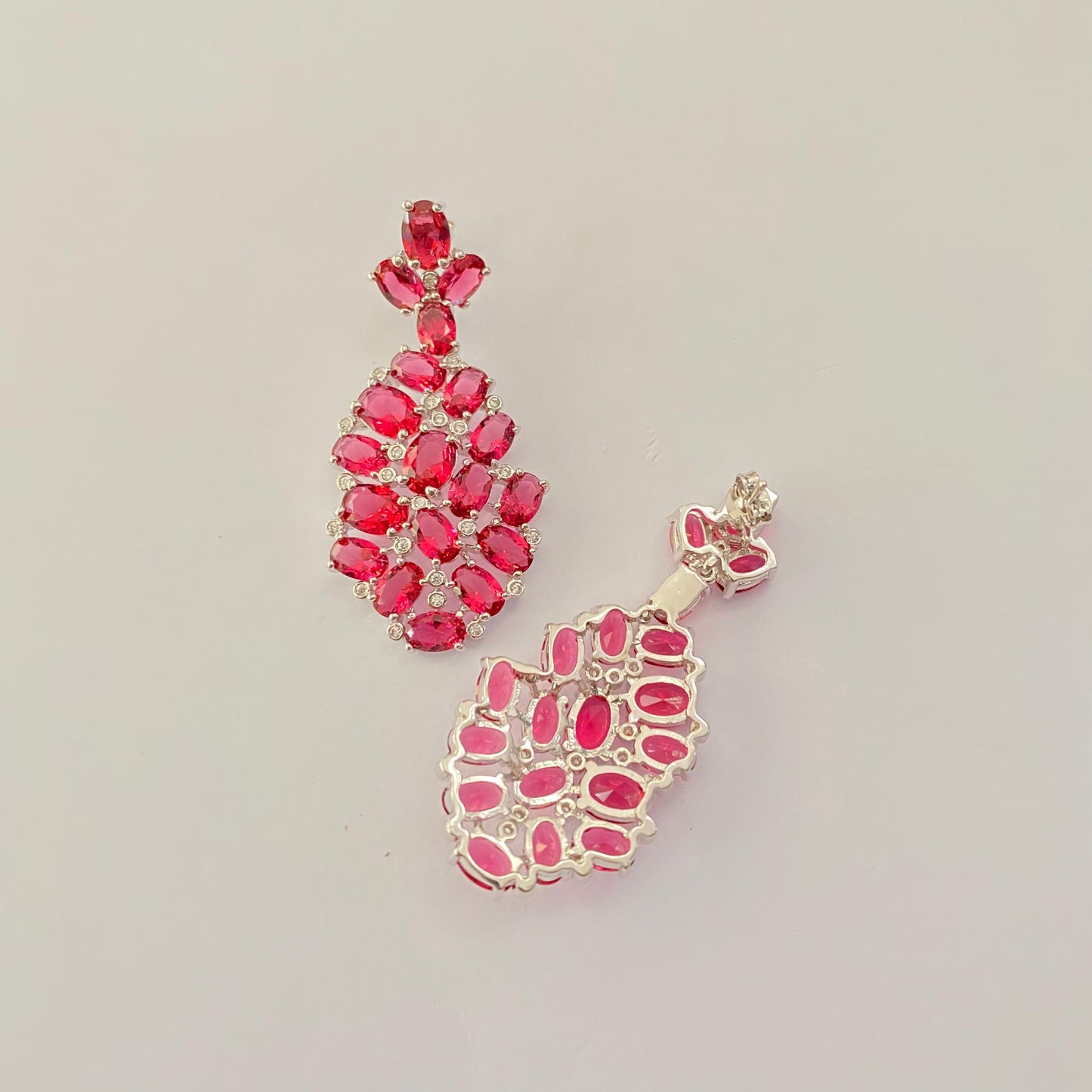 Ruby Diamond Silver Plated Classic Earring