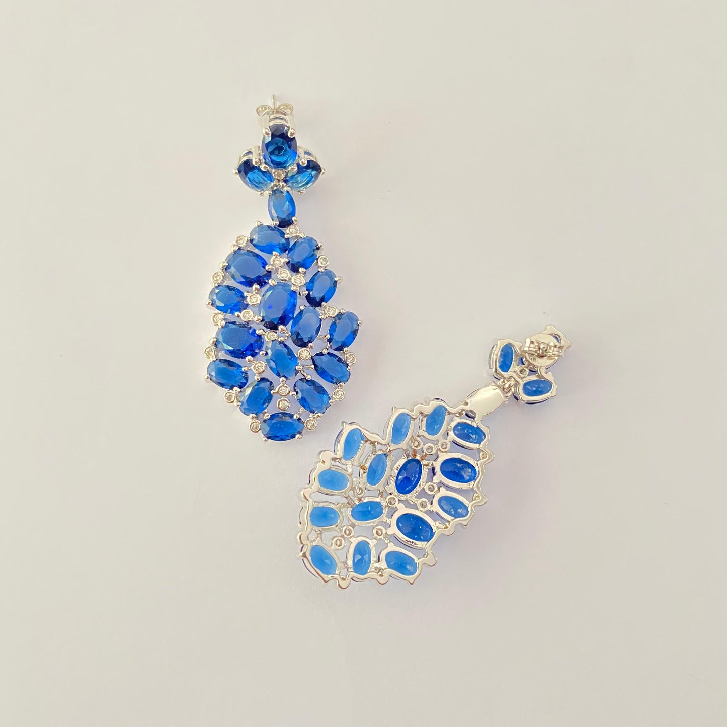 Blue Diamond Silver Plated Classic Earring
