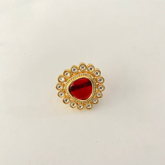 Ruby Gold plated Kundan Ring