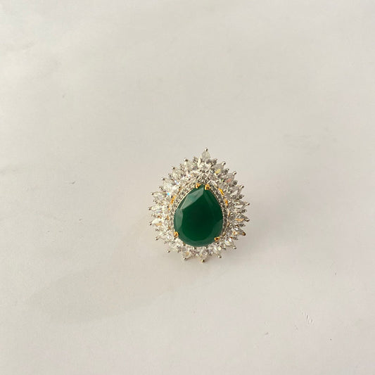 Gold Plated Diamond Green Ring