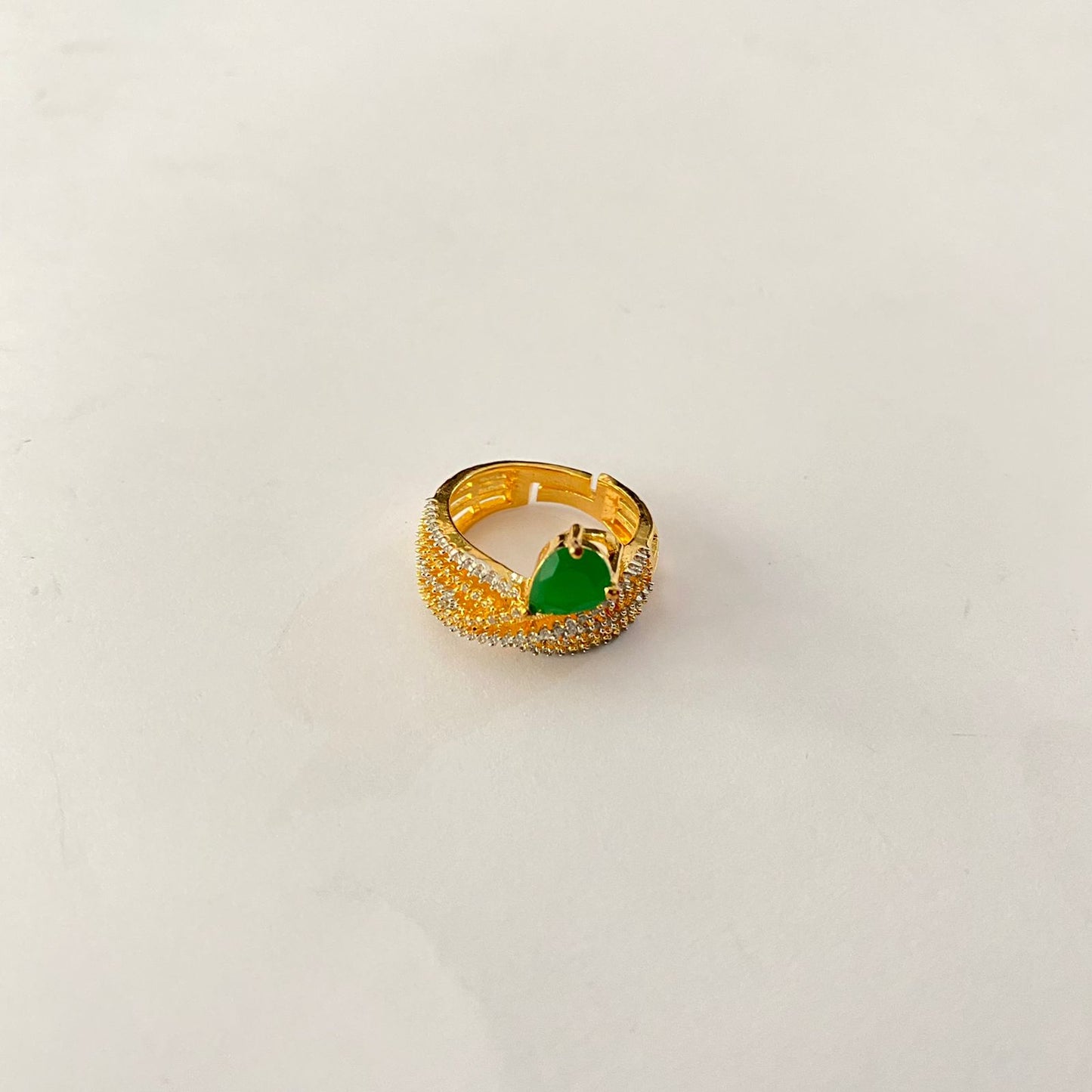 Gold Plated Green Diamond Ring