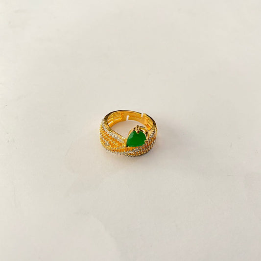 Gold Plated Green Diamond Ring
