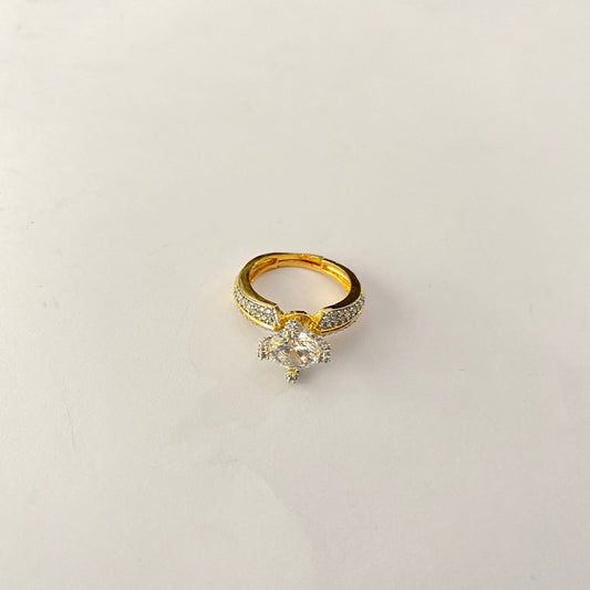Single Diamond Gold Plated Ring