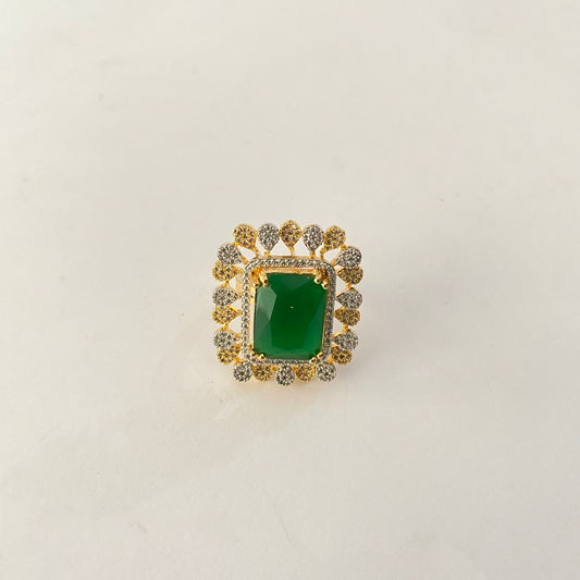 Diamond Gold Plated Green Ring