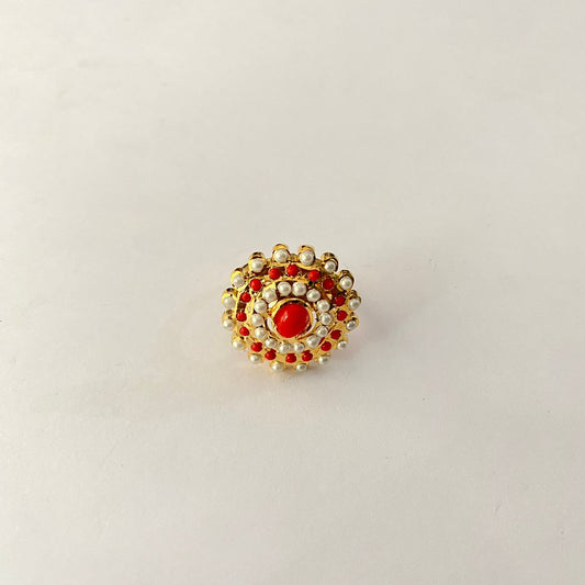 Coral Gold Plated Jadau Ring