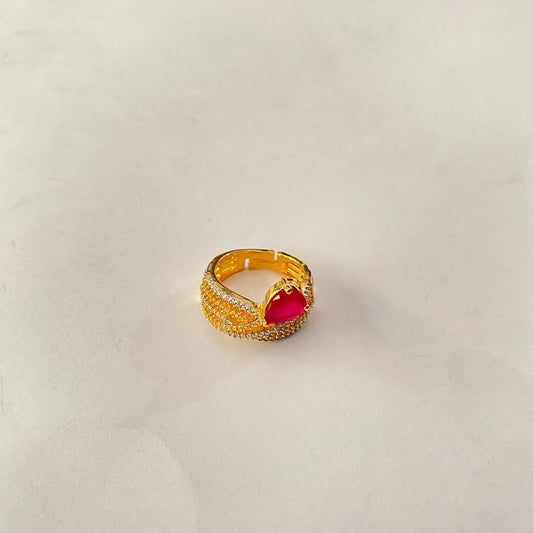Ruby Diamond Gold Plated Ring