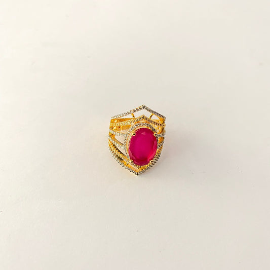Ruby Stone Gold plated adjustable Ring