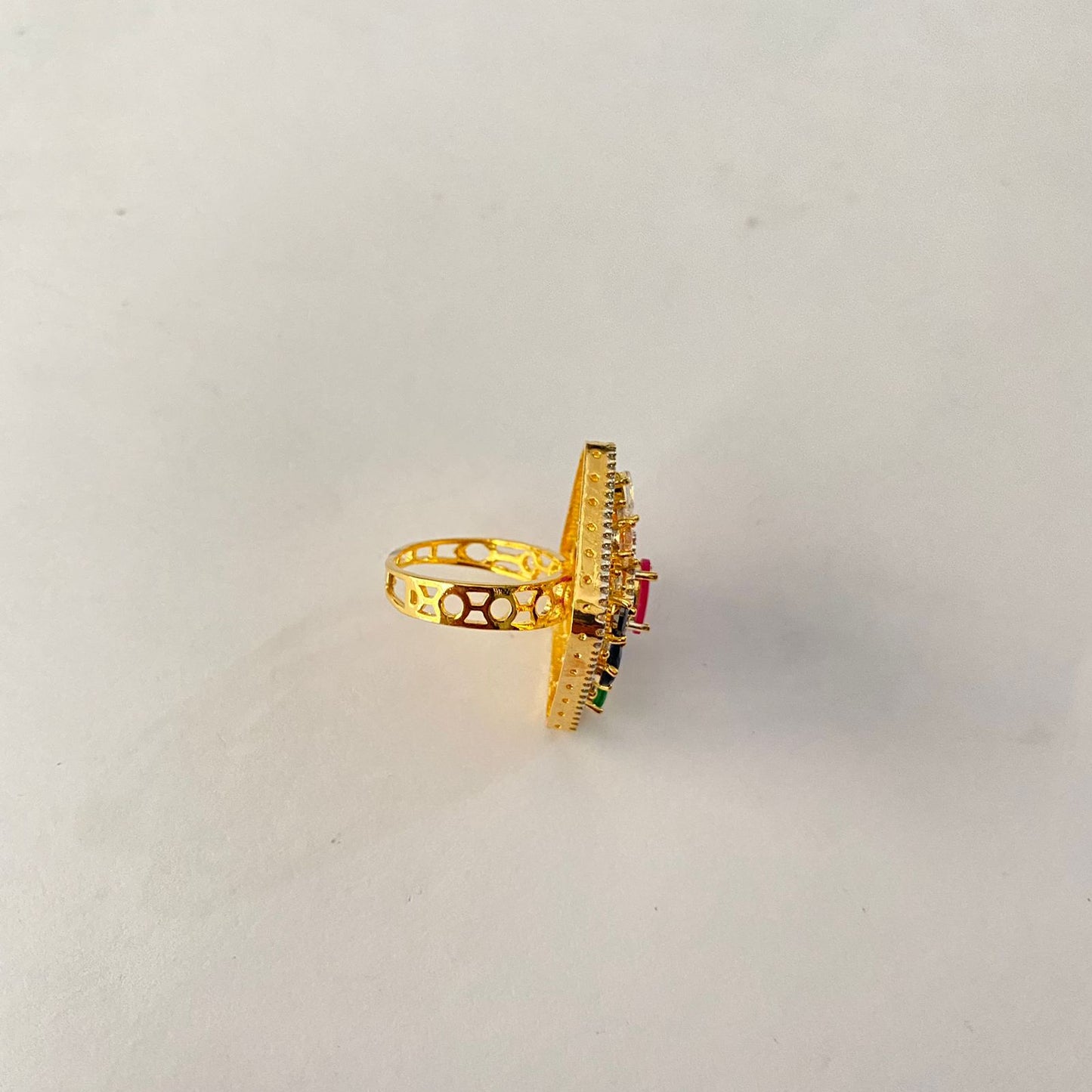 Gold plated Multi Colour Square Ring