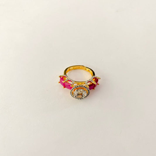 Gold Plated Ruby Diamond Ring