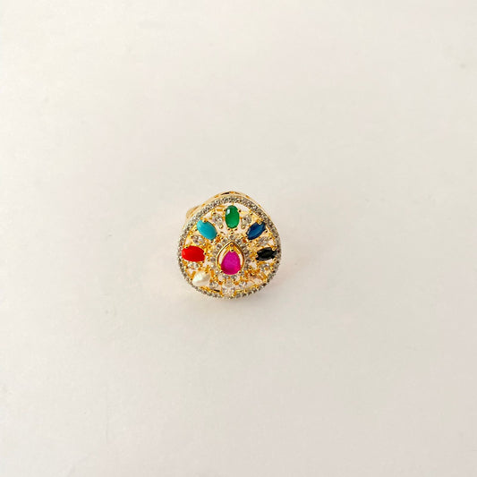 Gold Plated Multi colour Ring