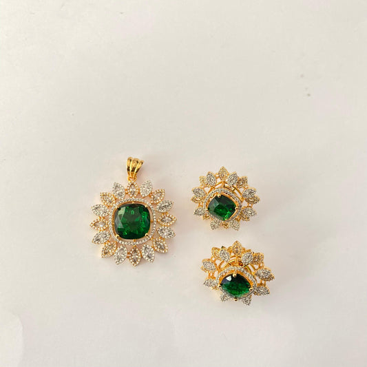 Emerald A.D Gold plated Pendant set