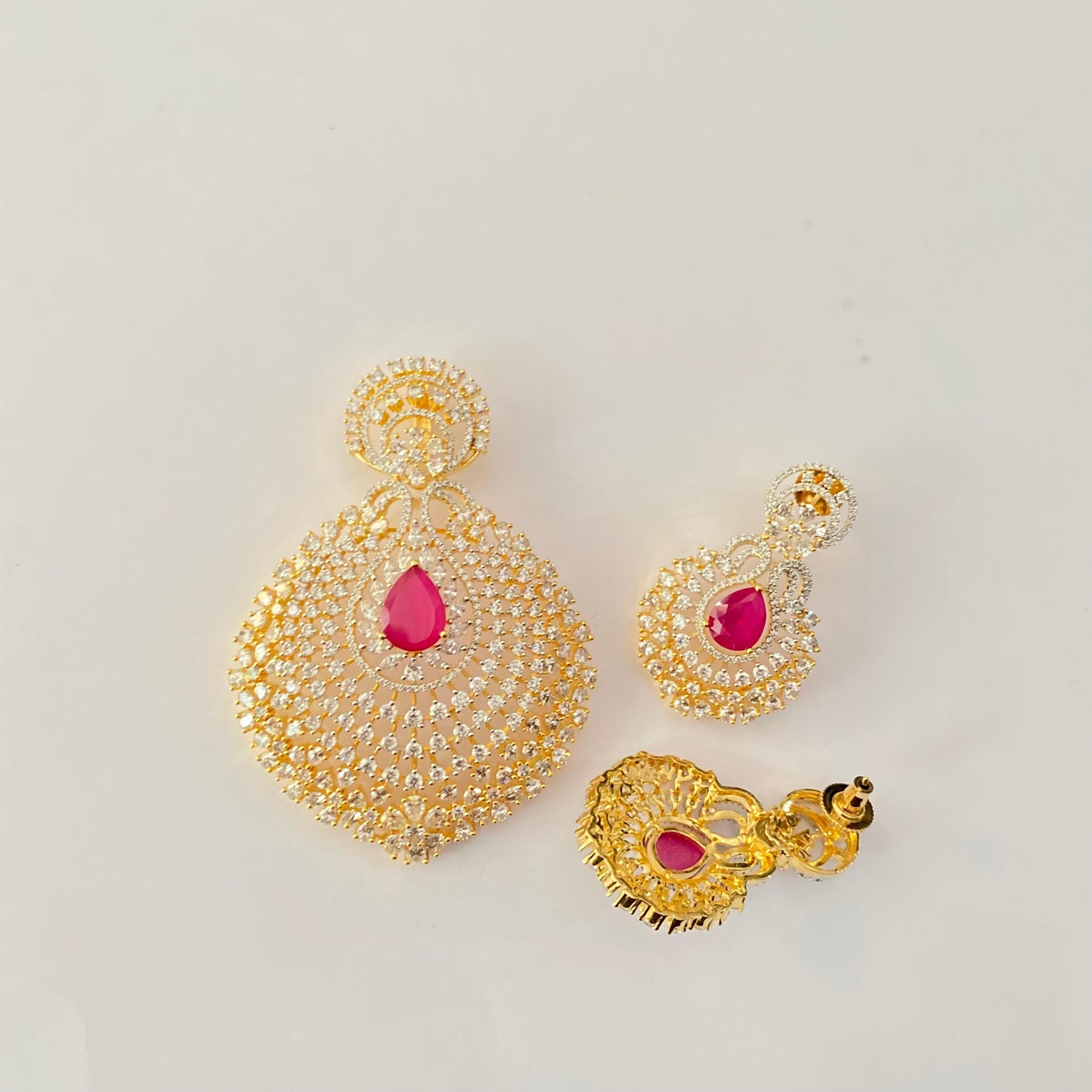 Ruby Gold plated A.D pendant set