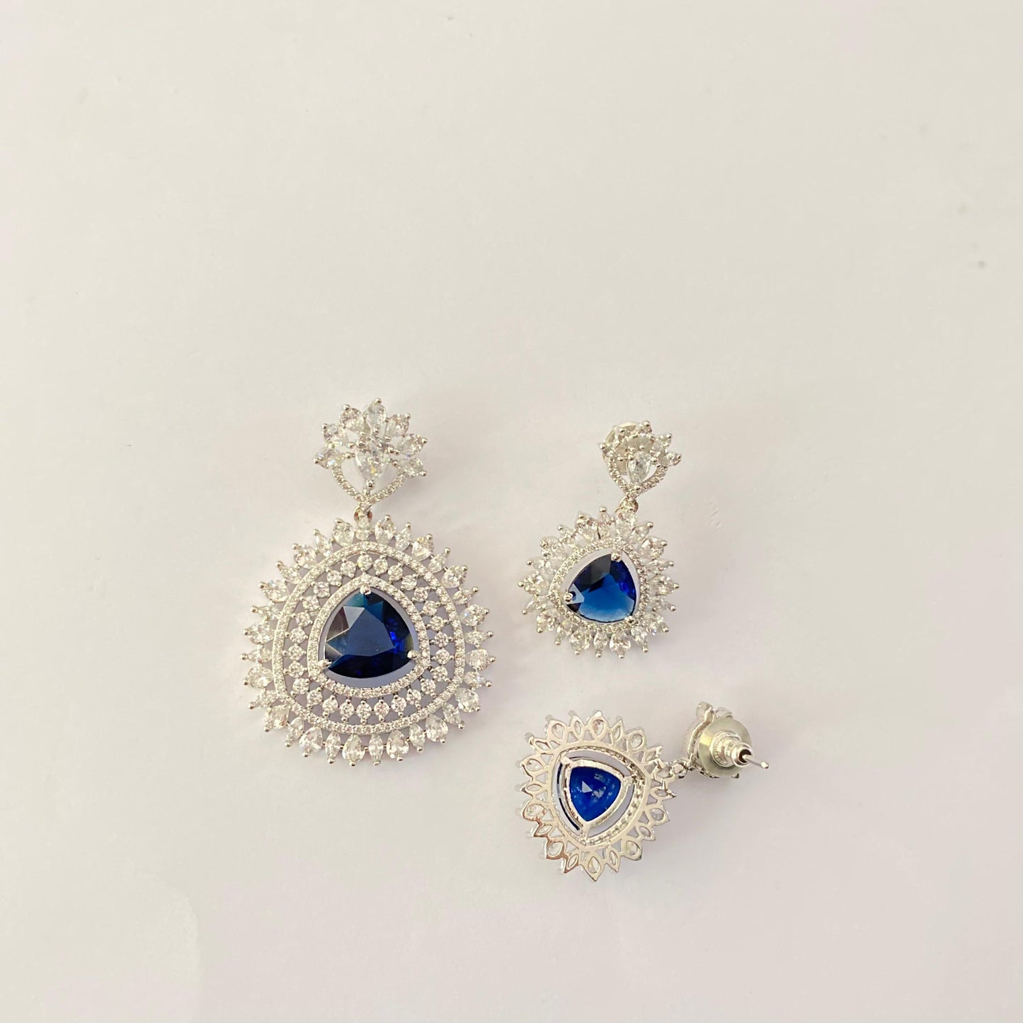 Blue Stone A.D Silver plated Pendant set