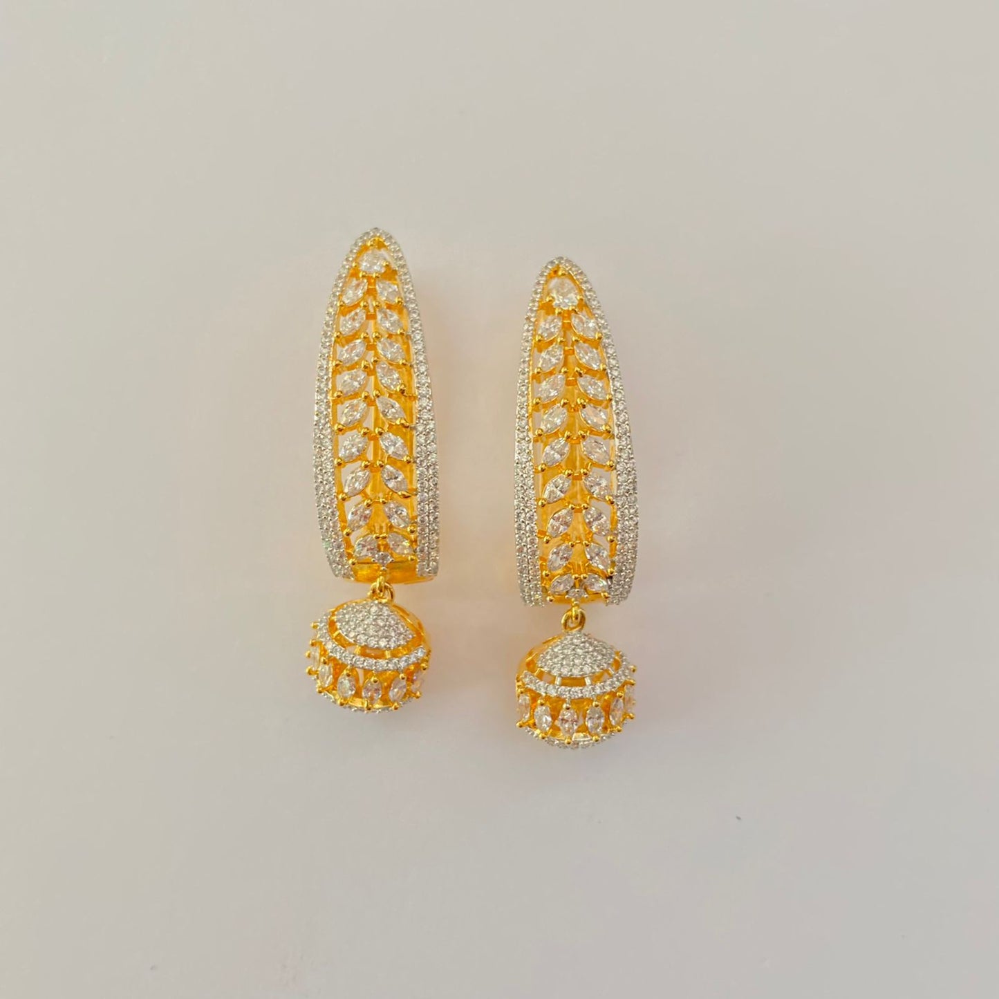 A.D Stone Gold  plated Jhumka Dangler earring