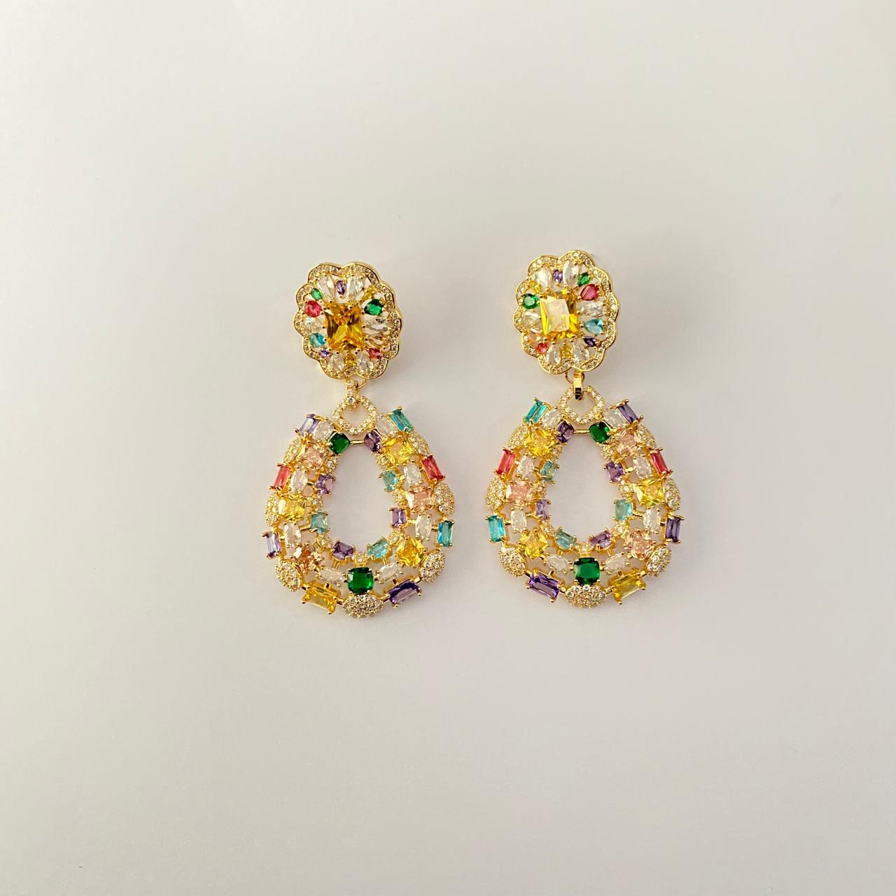 Multi Diamond Classic party wear Earring
