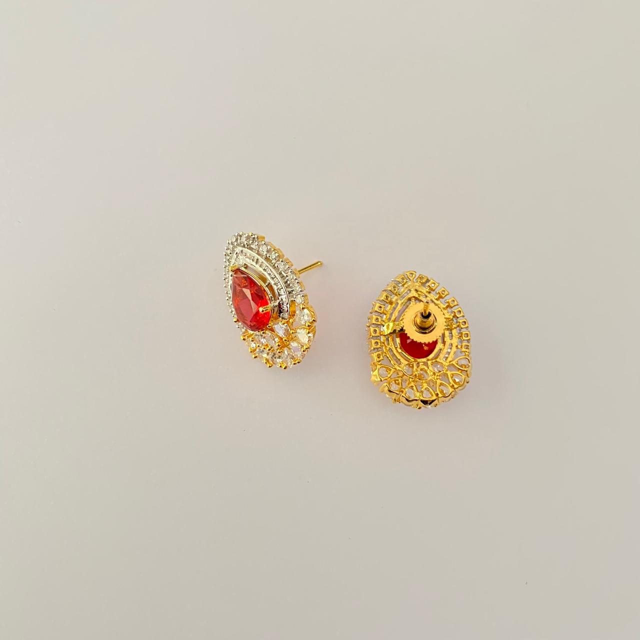 Ruby Gold plated classic Big Stud Earring