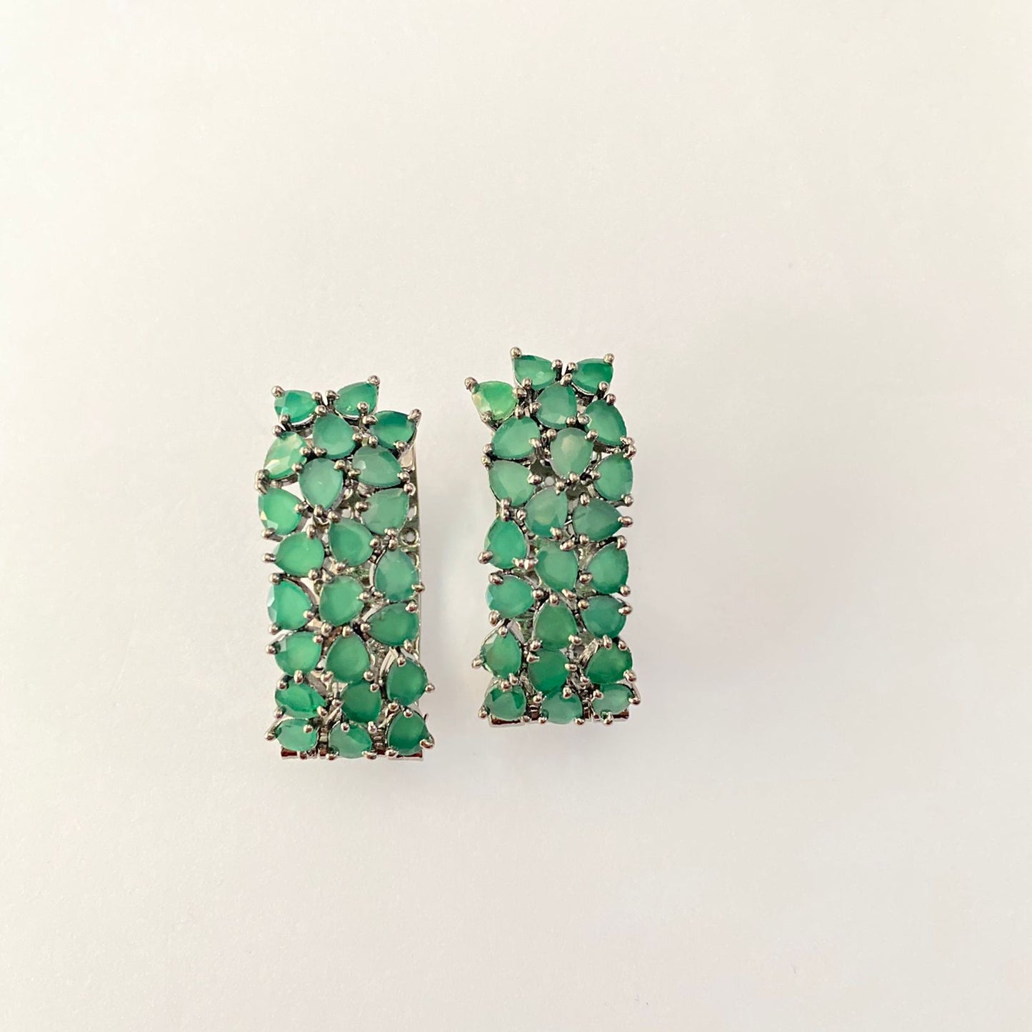 Green Stone Victorian Hoop earring
