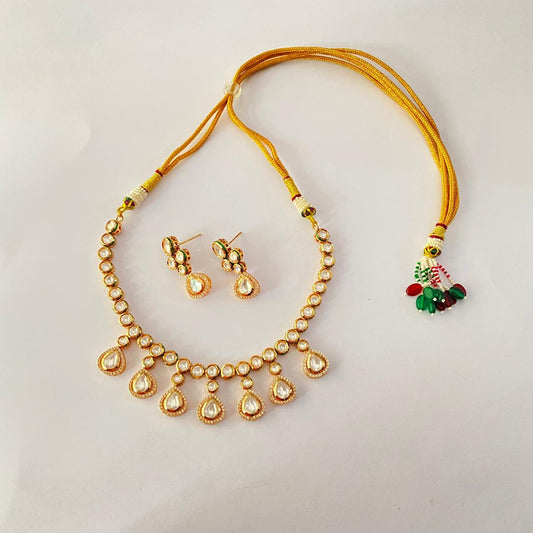 Polki Gold plated  necklace Set