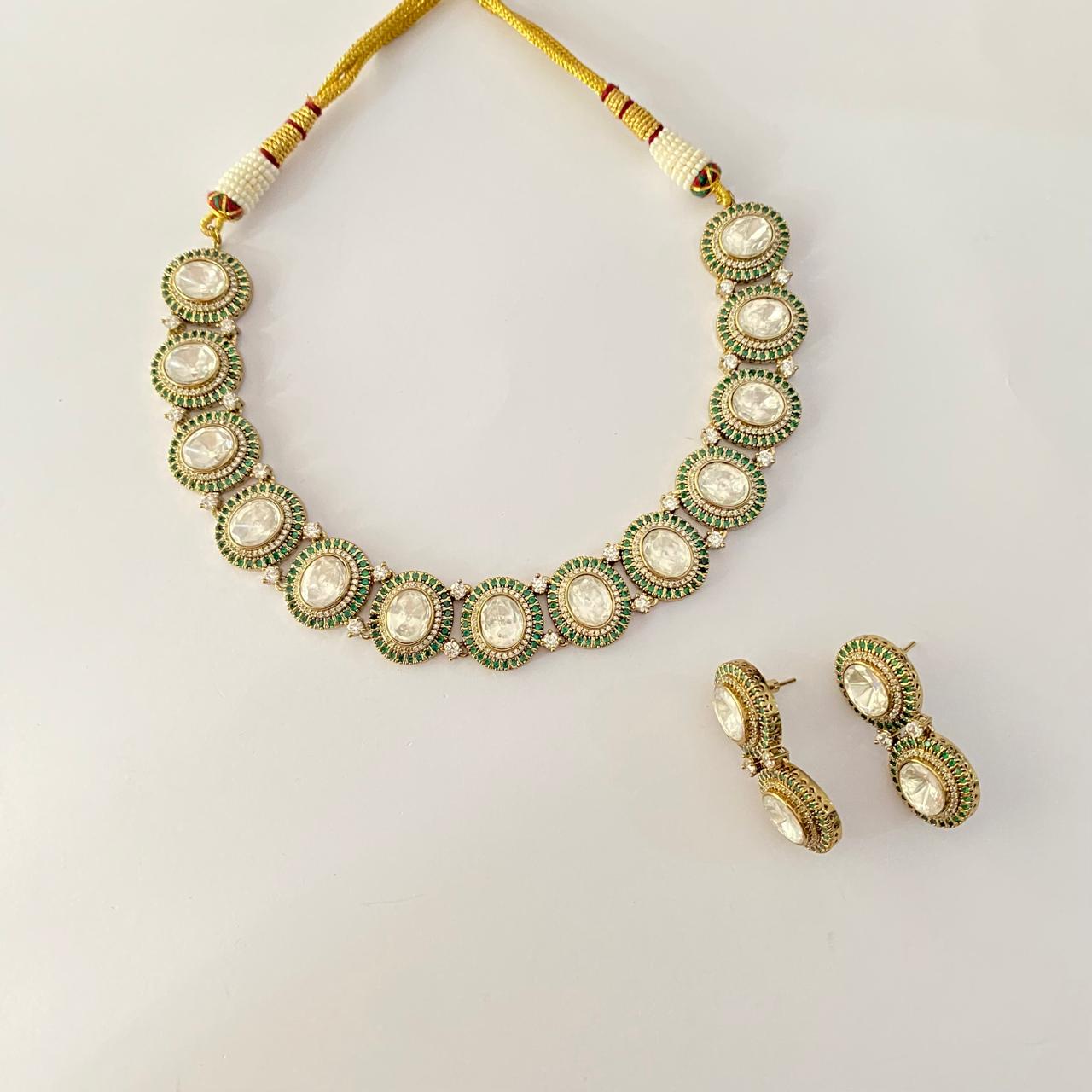 Emerald polki latest design Necklace Set