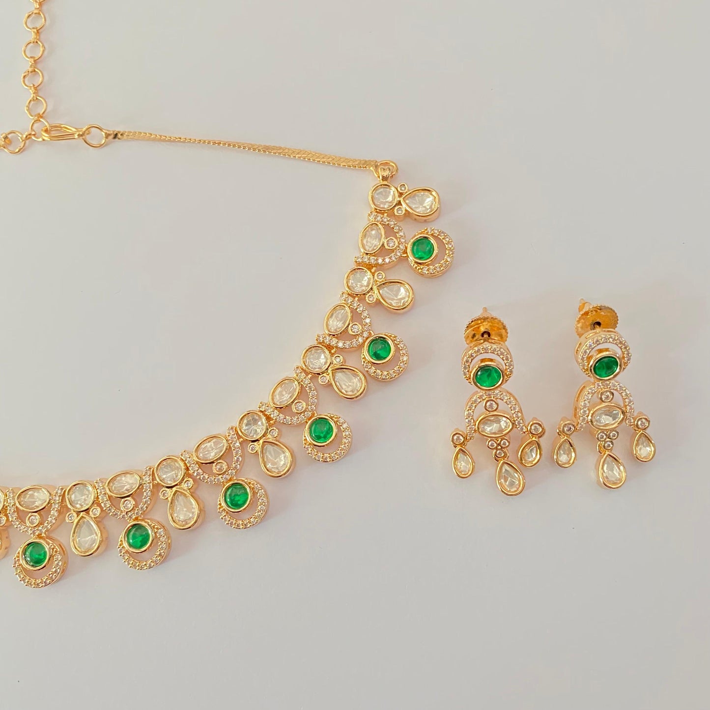 Emerald Polki gold plated Latest design Necklace Set