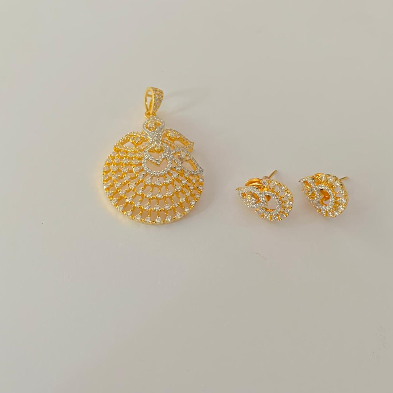 Diamond Gold Plated latest design Pendant Set
